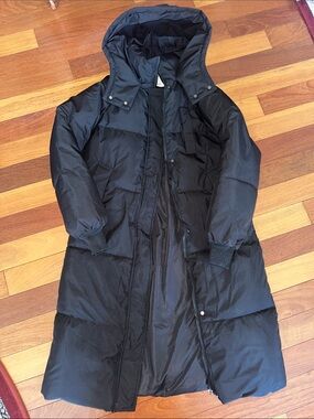 Women's Puffit Long Black Hooded Puffer Coat